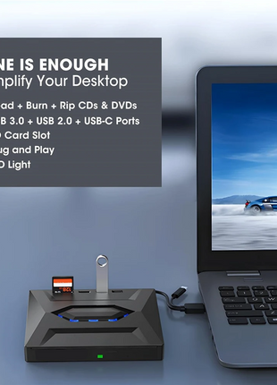 External CD DVD Drive USB 3.0 Writer Burner Player for PC Laptop Puce Gaia