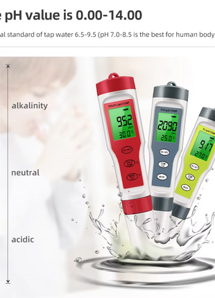 4 in 1 Digital PH EC Meter LCD Tester Pocket Hydroponics Aquarium Puce Gaia