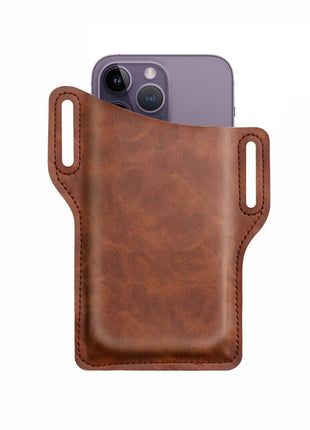 Men Cell Phone Belt Pack Bag Loop Waist Holster Pouch Case Leather Puce Gaia