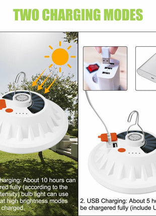 Rechargeable 60 LED Outdoor Camping Tent Light USB & Solar Lantern Puce Gaia