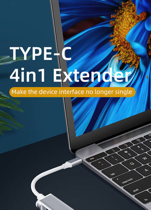 USB-C Type C to USB 3.0 4 Port Hub Splitter For PC Mac Phone MacBook Puce Gaia