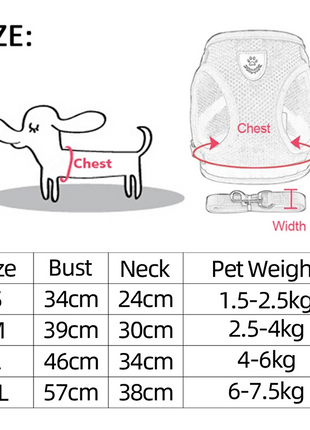 Cat Dog Pet Harness Adjustable Control Vest Dogs Reflective S M L XL Puce Gaia