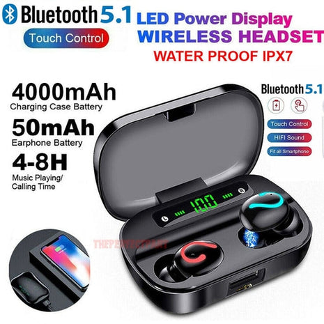 Bluetooth 5.1 Headset TWS Wireless Earphones Mini Earbuds Stereo Puce Gaia