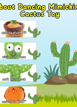 Dancing Cactus Plush Toy Doll Electronic Recording Shake With Song Puce Gaia
