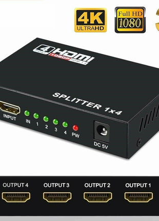4 Port HDMI 4K Hub Multi Splitter & Amplifier For 3D HDTV 1080P 1X4 1 Puce Gaia
