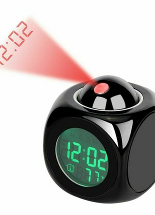 LED Projection Alarm Clock Digital LCD Display Voice Talking Weather Puce Gaia