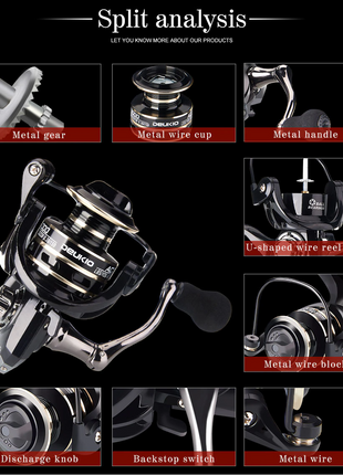 12BB Metal Spinning Fishing Reel 5.2:1 Freshwater Saltwater Left Right Puce Gaia