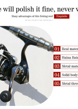 12BB Metal Spinning Fishing Reel 5.2:1 Freshwater Saltwater Left Right Puce Gaia