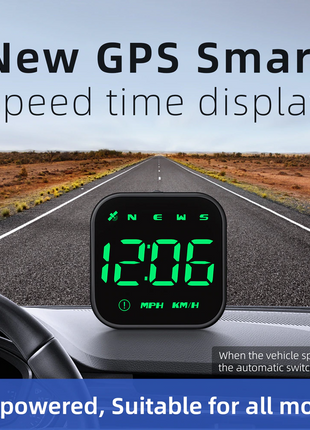 Digital Car HUD GPS Speedometer Head Up Display MPH KMH Compass Puce Gaia