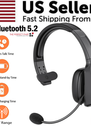 Trucker Bluetooth 5.2 Wireless Headset With Noise Cancelling Mic For Puce Gaia