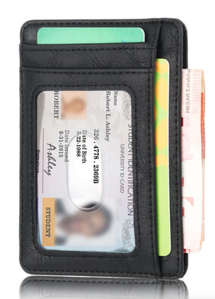 Mens Leather Slim Wallet Credit Card Holder RFID Blocking Pocket ID Puce Gaia
