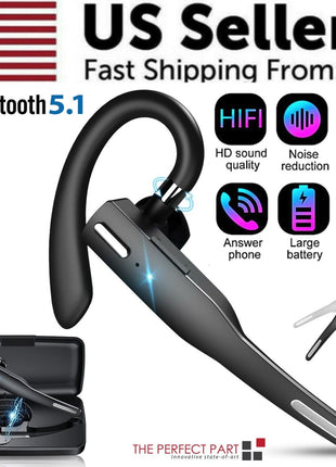 Trucker Wireless Headset Bluetooth 5.1 Earpiece Dual Mic Earbud Noise Puce Gaia