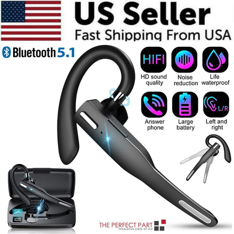 Trucker Wireless Headset Bluetooth 5.1 Earpiece Dual Mic Earbud Noise Puce Gaia