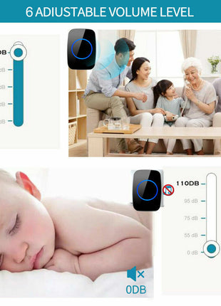 Wireless Doorbell Chime Waterproof Plugin Receiver Adjustable Volume Puce Gaia