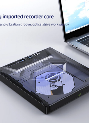 External CD DVD Drive USB 3.0 Writer Burner Player for PC Laptop Puce Gaia