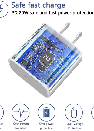 2024 20W USB-C Fast Charger PD Adapter Cable For iPhone 14/13/12/11 XR Puce Gaia