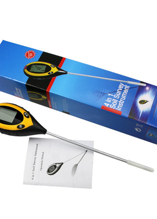 4 In 1 LCD Digital Soil Tester PH Water Moisture Temperature Sunlight Puce Gaia