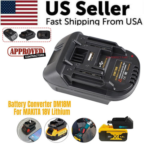 USB Battery Adapter Converter For 20V DEWALT Milwaukee M18 Convert To Puce Gaia