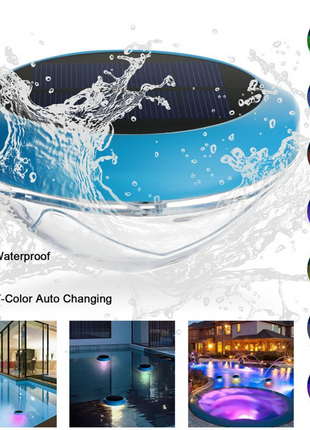 Solar LED RGB Light Outdoor Garden Pond Swimming Pool Floating Puce Gaia