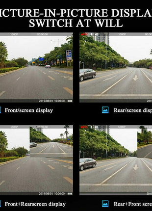 1080P HD Rearview Mirror Car DVR Dual Dash Cam Camera Front Rear Video Puce Gaia