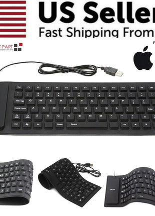 Waterproof Silicone Keyboard Foldable Flexible USB Dustproof DirtProof Puce Gaia