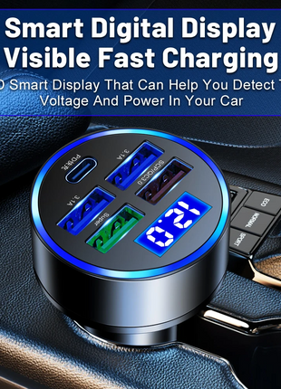 5 USB Port Super Fast Car Charger Adapter For iPhone Samsung Android Puce Gaia