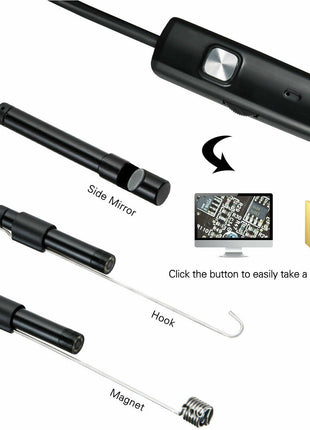 5M 6LEDs Snake Endoscope Borescope 8mm Inspection USB Camera Scope For Puce Gaia
