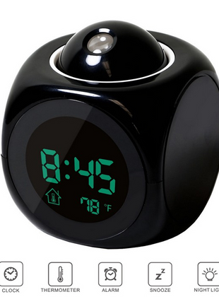 LED Projection Alarm Clock Digital LCD Display Voice Talking Weather Puce Gaia