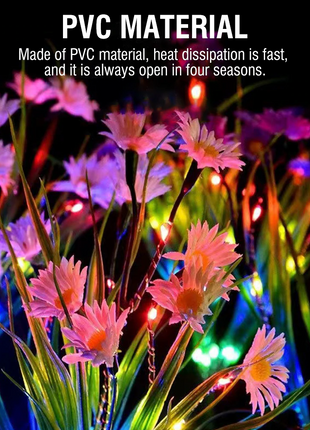 Solar Garden Lights LED Flower Stake Lamp Outdoor Yard Waterproof Puce Gaia