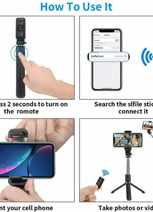 Selfie Stick Tripod Remote Desktop Stand Cell Phone Holder For iPhone Puce Gaia