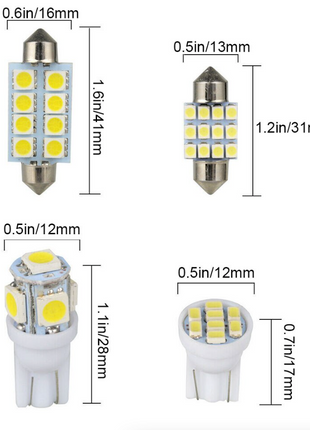 14Pcs T10 36mm LED Interior Car Accessories Kit Map Dome License Plate Puce Gaia