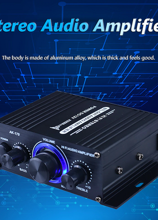 400W 12V 2 Channel Powerful Stereo Audio Power Amplifier HiFi Bass Amp Puce Gaia