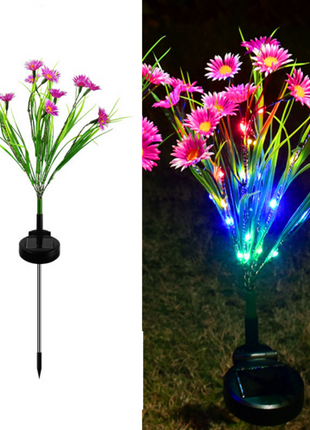 Solar Garden Lights LED Flower Stake Lamp Outdoor Yard Waterproof Puce Gaia