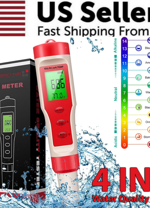 4 in 1 Digital PH EC Meter LCD Tester Pocket Hydroponics Aquarium Puce Gaia
