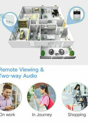 WiFi Ring Doorbell 1080P HD Security Camera Wireless Door Bell Camera Puce Gaia