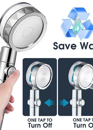 High Pressure Shower Head Adjustable 360° Rotation Turbine Water Puce Gaia