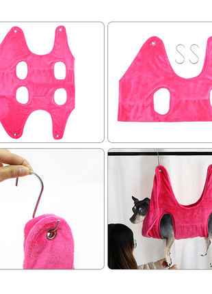 Portable Pet Dog Cat Grooming Hanging Hammock Harness Breathable Groom Puce Gaia