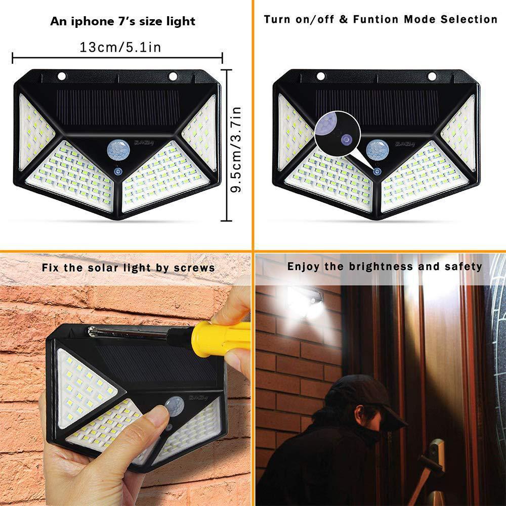 100 LED solar wall light