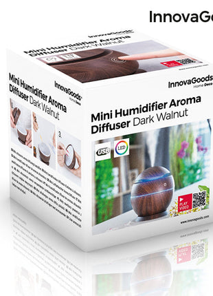 Mini Humidifier Scent Diffuser Dark Walnut InnovaGoods Bigbuy