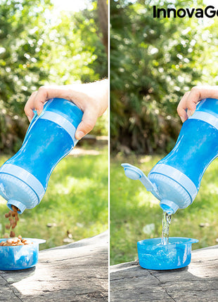 2-in-1 bottle with water and food containers for pets Pettap Bigbuy