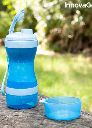 2-in-1 bottle with water and food containers for pets Pettap Bigbuy