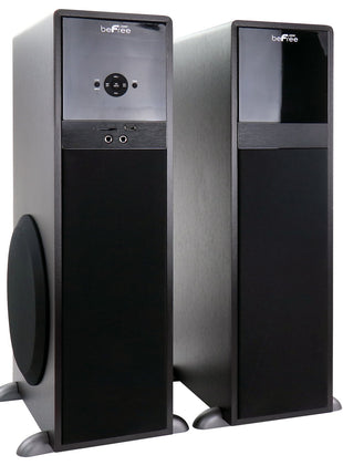 beFree Sound 2.1 Channel 80 Watt  Bluetooth Tower Speakers with Remote and Microphone-0