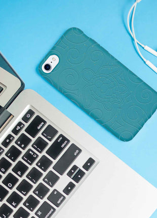 Ocean Turtle -  Biodegradable phone case - Ocean Blue and Black Tan Lily