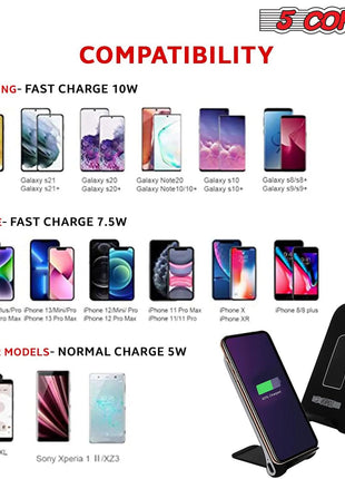 5 Core Wireless Charger 10W Max Fast Wireless Charging Pad Glass Top Pair Boostcharge Slim USB-C-3