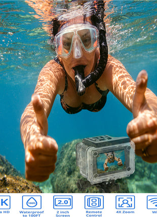 4K  Waterproof All Digital UHD WiFi Camera + RF Remote And Accessories Salmon Lucky