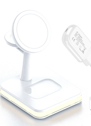 4 i 1 magnetisk trådlös laddstation 30W pd-adapter ingår! iPhone Cyan Birch