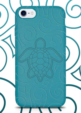 Ocean Turtle -  Biodegradable phone case - Ocean Blue and Black Tan Lily