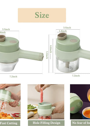 Portable Handheld 4 in 1 Electric Vegetable Slicer Yellow Pandora