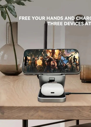 Foldable 3 in 1 Wireless Charging Phone Stand Yellow Pandora
