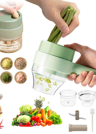 Portable Handheld 4 in 1 Electric Vegetable Slicer Yellow Pandora